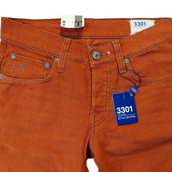 Retro Vintage G-Star Raw 3301 Skinny Burnt Orange High-Rise Denim Jeans  Sz 27 - Picture 4 of 8